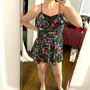 Black mini floral romper